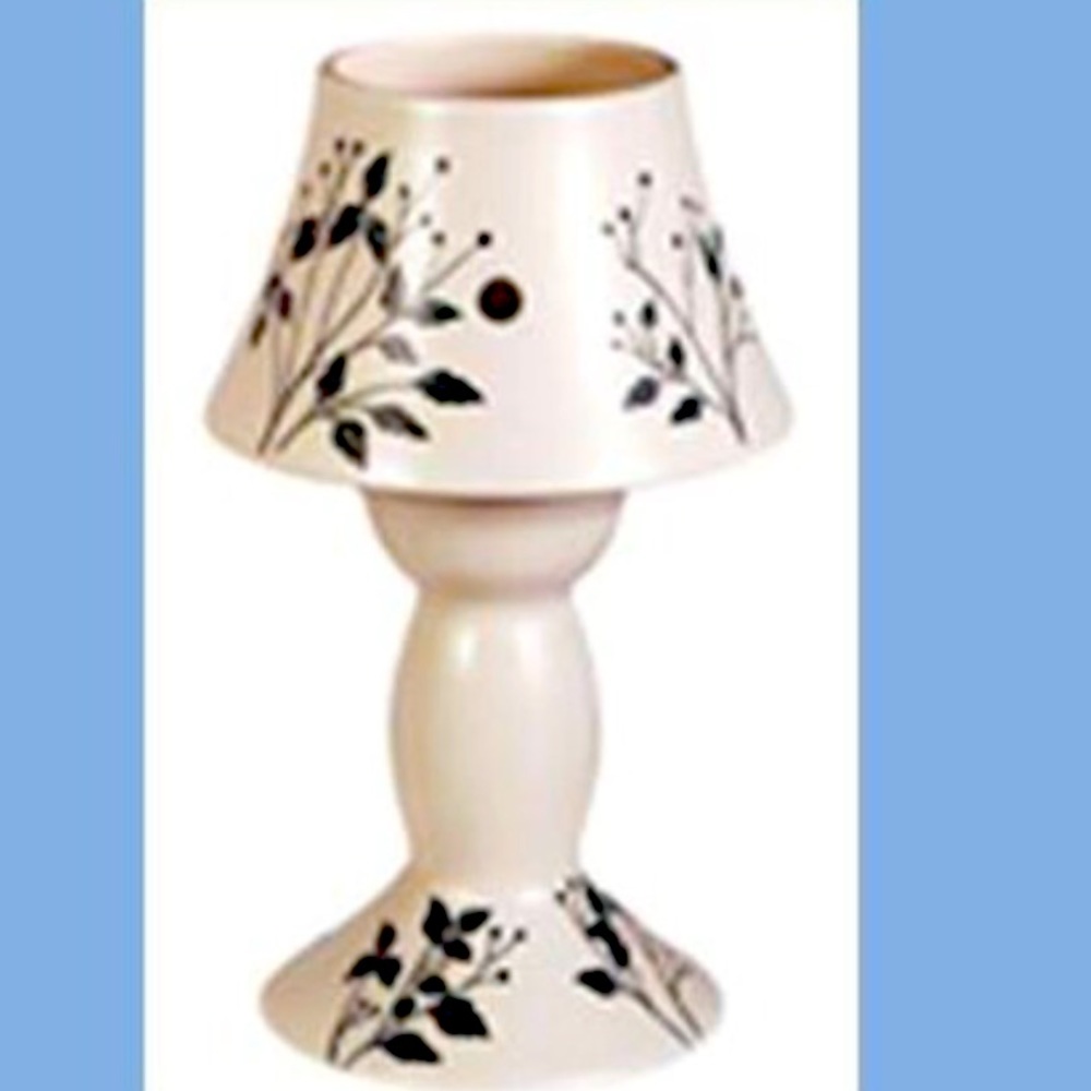 2-pc Tealight Candle Lamp, Graceful Leaves, Satin finish ceramic, NWT